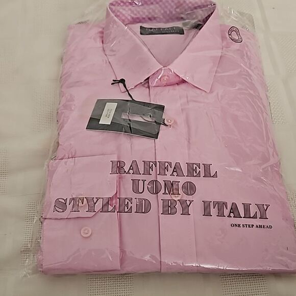 Raffael Uomo Men's Button-Down Long Sleeves Shirt Medium Pink - Picture 15 of 16